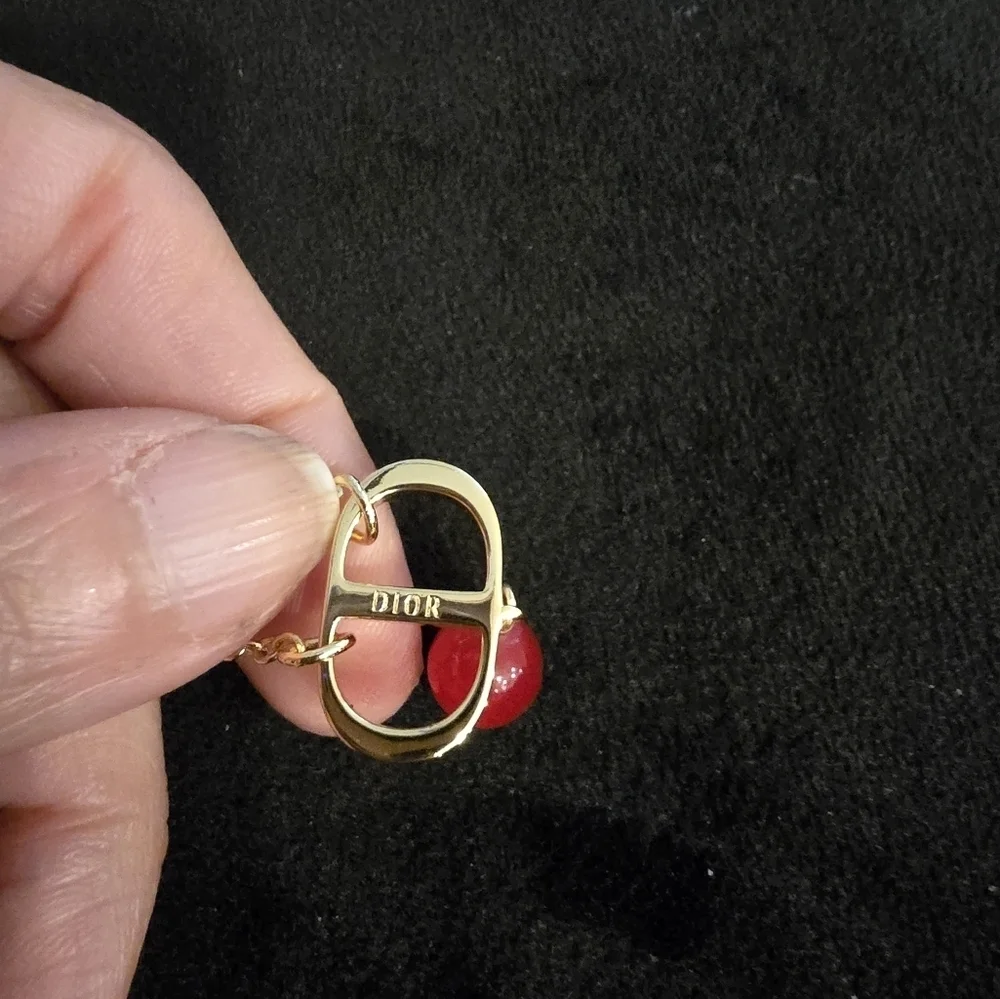 18kgp Dior Gold Necklace with Red Pendant